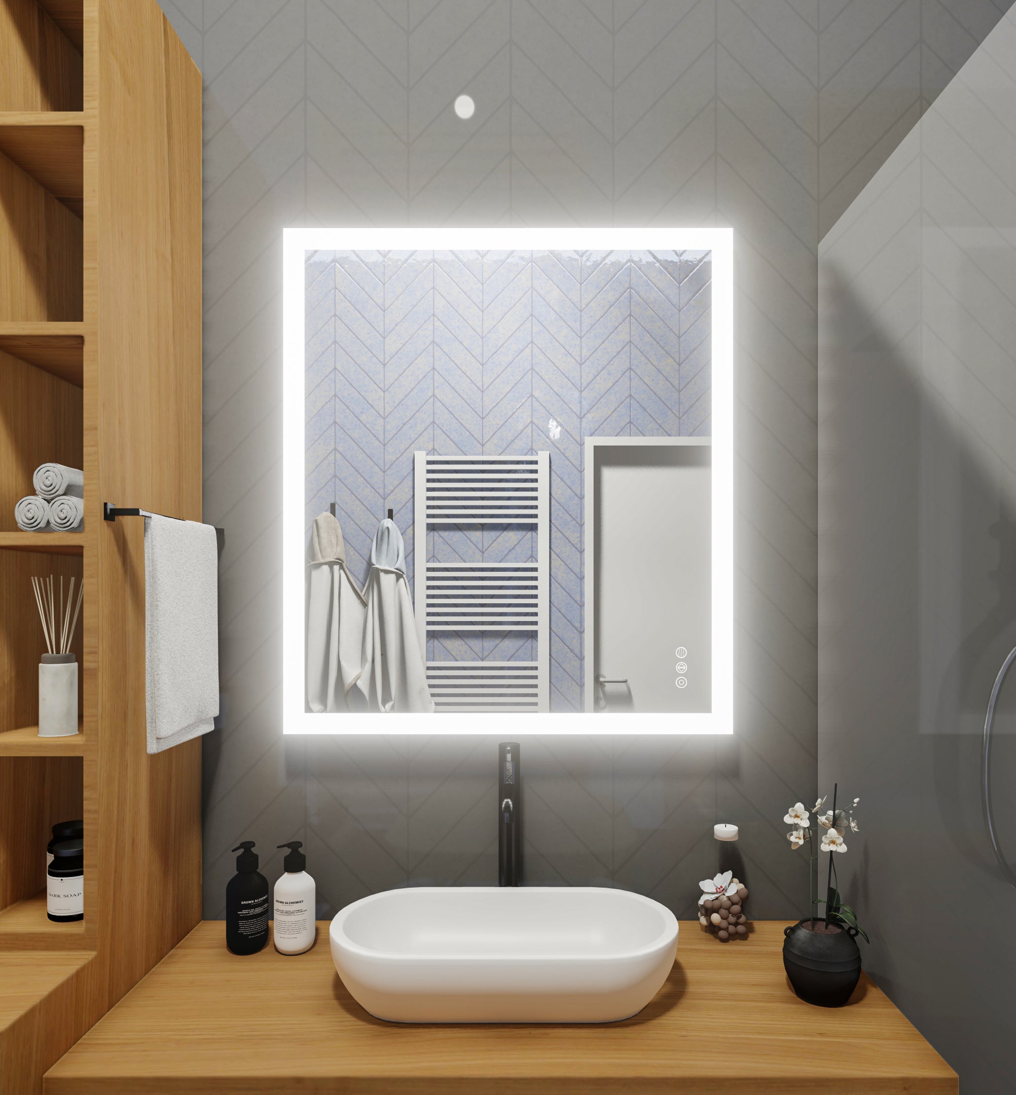 Side-Lighted LED Bathroom Vanity Mirror: 28 x 40 - Rectangular