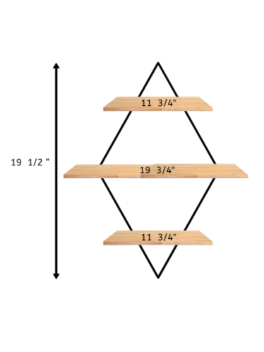 Diamond Shaped Wall-Mounted Shelf with Iron Frame and Wood Panels