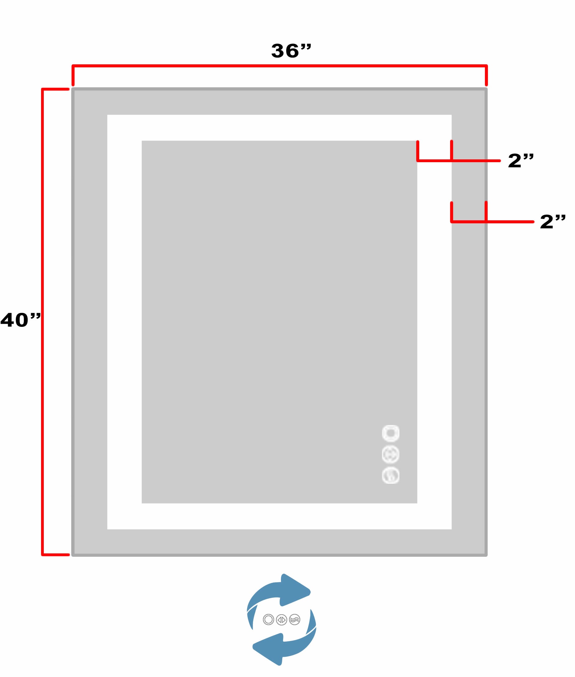 LED Mirror (Front-Lighted) 36" x 40" (or 40" x 36")