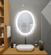 Reversible Front-Lit LED Oval Bathroom Mirror 24" x 32"