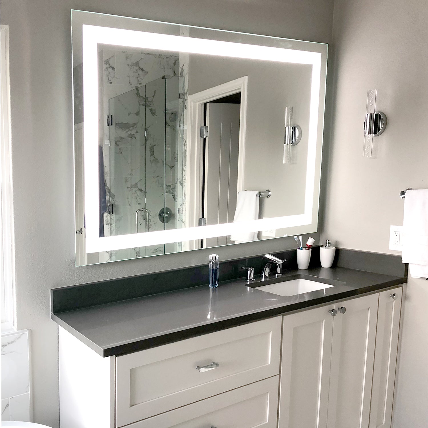 LED Bathroom Vanity Mirror Rectangular Front Lighted 48x40 B