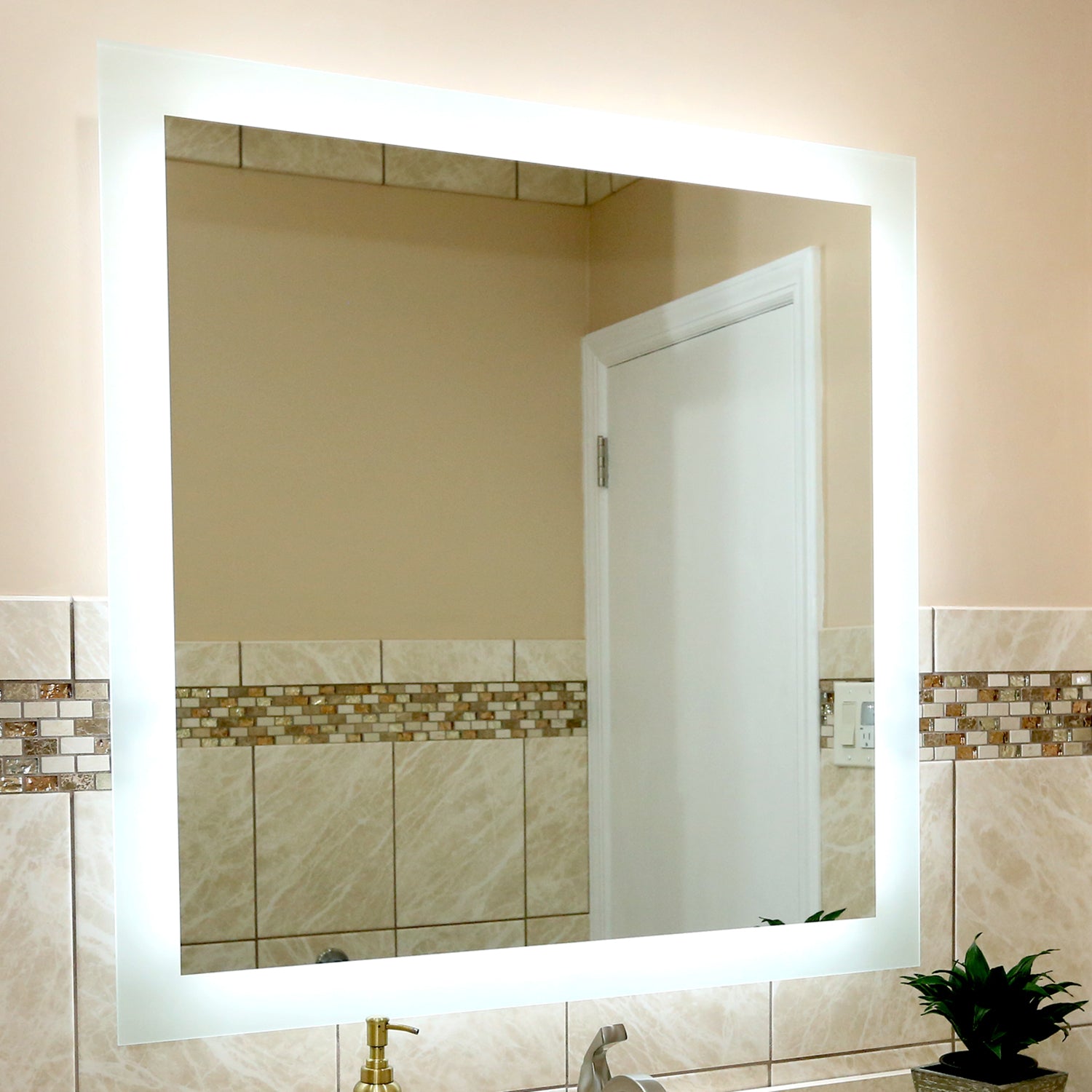 Side-Lighted LED Bathroom Vanity Mirror: 30 x 30 - Square – Mirrors &  Marble