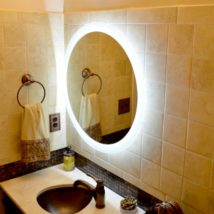 Side Lighted Led Bathroom Vanity Mirror 48 X 48 Round Mirrors And Marble